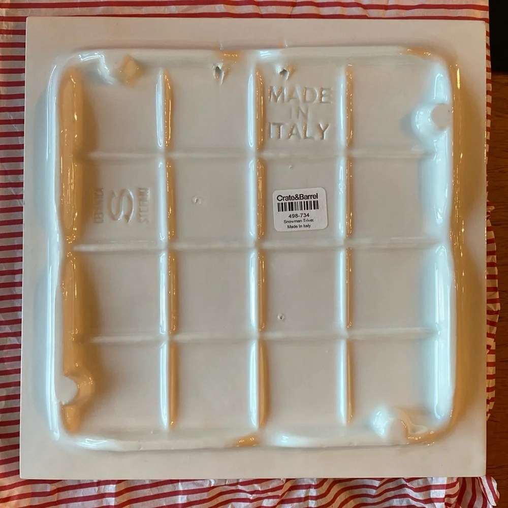 Crate&barrel STEPHANI CERAMICA vintage Snowman trivet/decorative plates